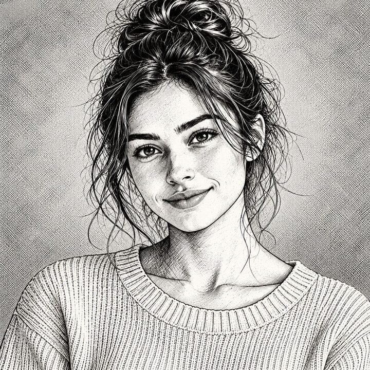 Siyah beyaz manga tarzı portre